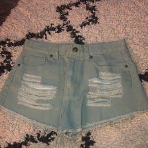 Light green jean shorts